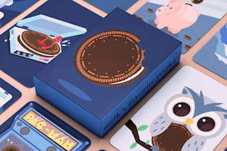 draw digital illustration kids card game educational memory animal card design