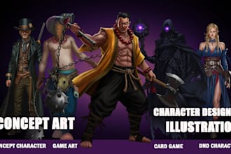 create concept art, character design and illustration