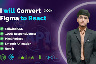 convert psd to react, figma to react js, figma to next js using tailwind css