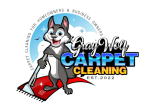 create exclusive and marvelous wolf and cleaning logo design