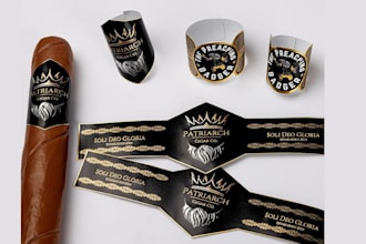 do modern cigar logo, bands, label, and cigar box and brand design