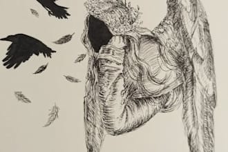 line art or engraving style illustrations