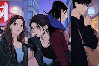 draw webtoon webcomic with anime manga comic illustration as comic book artist