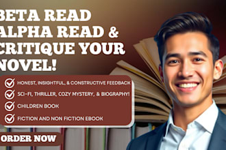 alpha read sci fiction novel beta read romance thriller cozy mystery biography