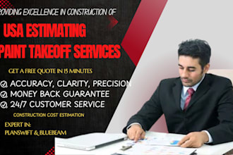 do paint material takeoff, construction estimation of projects on planswift