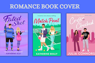 create romance book cover illustration, book cover design, ebook cover for kdp