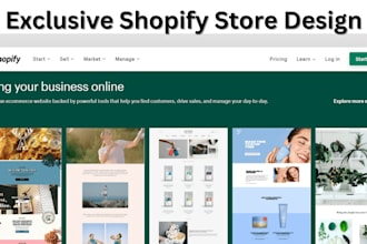 design shopify website, pet website, wall art store, fitness website,coffee shop
