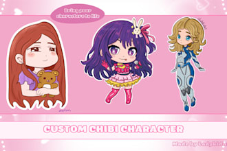 draw chibi anime character art, cute for your profile, fanart and stickers