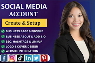 create and setup instagram facebook linkedin twitter all social media account