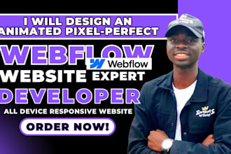 design pixel perfect webflow website adobe xd figma to webflow animation expert