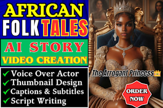 create a captivating ai video art for africa folktales and history
