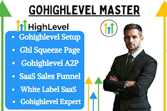 be your gohighlevel crm a2p squeeze page website funnel white label saas  expert
