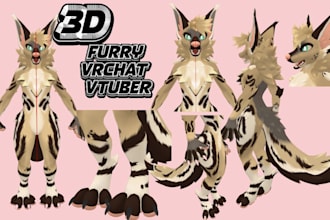create custom vrchat avatar, vrchat avatar 3d model furry vrc avi in unity