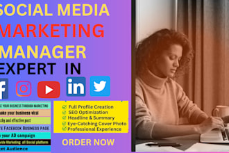 be your expert of social media marketing manager and assistant
