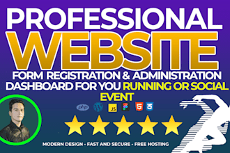 create you website with form register and panel admin for events