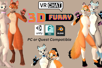 create a custom vrchat avatar 3d model furry avatar vrchat nsfw anime 3d vtuber