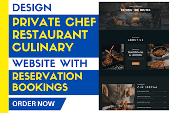 design a private chef website restaurant culinary website with opentable