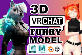 design and rig custom vrchat avatar, nsfw furry vtuber vroid 3d character model