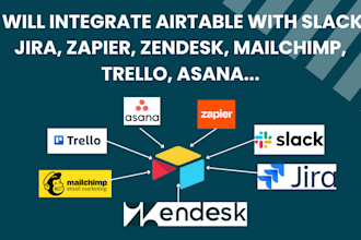integrate airtable with slack, jira, zapier, zendesk, mailchimp, trello, asana