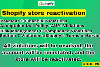 draft an appeal letter to reinstate suspended or deactivated shopify store