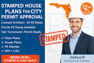 architectural drawing house plan, 2d floor plan, city permit florida pe stamp