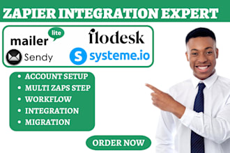 setup zapier mailerlite flodesk systeme io clicksend  zaps keap sendy automation