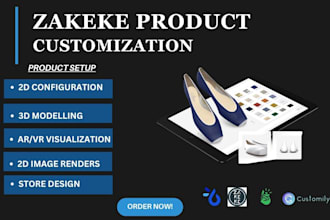 2d 3d zakeke kickflip shopify store product configuration, teeinblue, customily