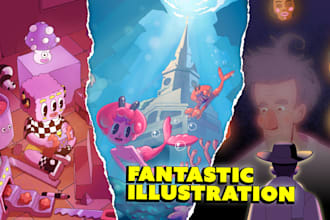 create fantasy cartoon illustrations in a unique style