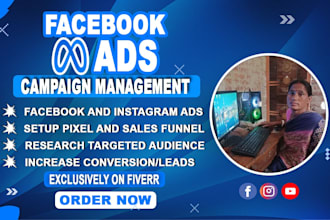 setup and manage facebook ads campaign, expert and twitter post professional