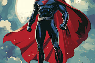 create concept art superhero character for comics cartoon