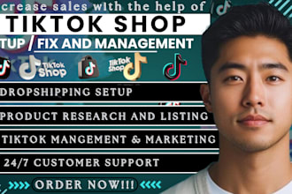 set up tiktok dropshipping shop, fix, manage and connect with ecommerce store
