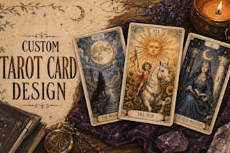 design custom tarot card, affirmation card, tarot deck, oracle card game art