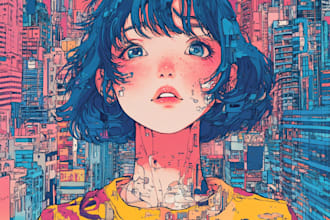 draw in comic style and retro colors