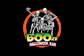 design modern skull halloween bar logo