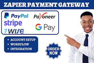 setup zapier paypal payoneer zaps google pay stripe wise apple pay integration
