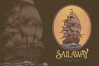 create vintage boat marine logo