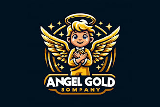 do angel gold mascot logo design with unlimited revision