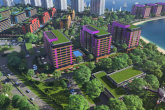 design public space,3d master plan, cgi exterior,urban design,township landscape