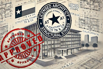licensed california florida, USA architect building plan stamp for approval