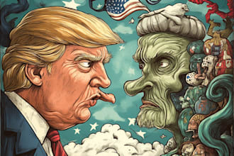 do your editorial or political cartoon idea in unique style