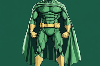 create concept art superhero character design for comics