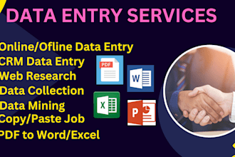 do fast data entry, data collection, and web research