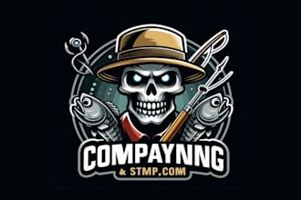 make a high quality fisherman skull mascot logo for you with new concept