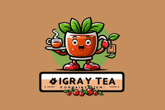 make elegant organic tea logo for you in one day