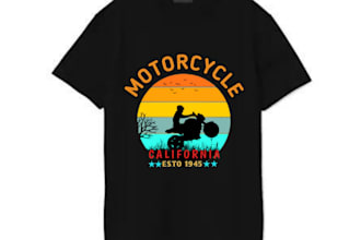 vintage motorcycle california t shirt design