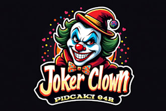 design awesome joker clown logo with unlimited revisions