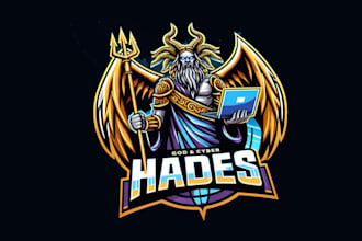 make god and cyber hades mascot logo with satisfaction guaranteed