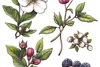 create custom botanical illustration, concept art, sketches for