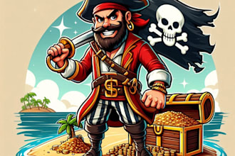 do custom pirate skull mascot logo design unlimited revision
