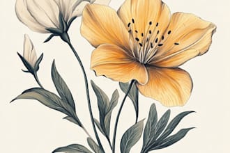 design craft a beautiful botanical or  plants, fruits, flowers, vegetables, herb